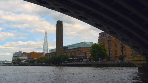 The Tate Modern seen from a river cruise Stock Footage