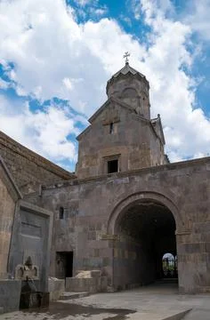 The Tatev monastery is above the river Vorotans canyon, in thick walls is mon Stock Photos