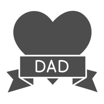 Tatoo with dad inscription solid icon. Heart tatoo baloons vector illustration Stock Illustration