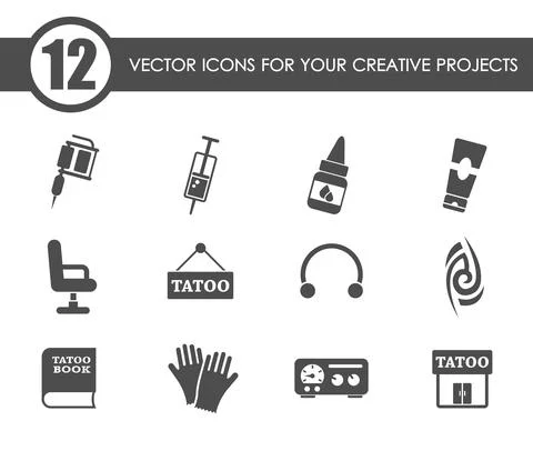 Tatoo salon vector icons Stock Illustration