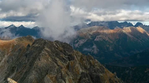 Tatra Mountain Range Summer Vista - Fast Moving Clouds Stock-Footage 308189620