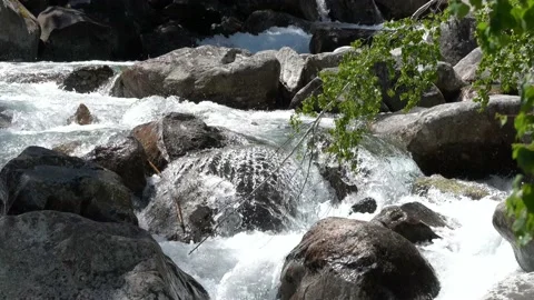 Tatra mountain stream with a strong current, Slovakia Stock Footage 203730766