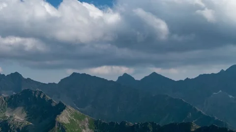 Tatra Mountains Daytime Cloud Dance Over Serene Lakescape Stock Footage 308189011