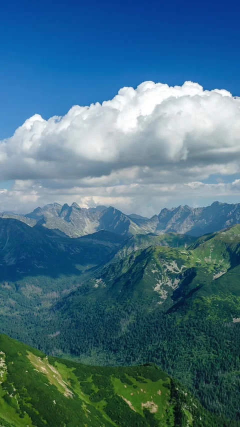 Tatra Mountains’ Natural Glory: Summer Skies and Terrain Timelapse Video stock 309657459