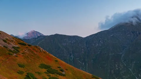 Tatra Ranges Border Scenery Timelapse: Poland-Slovakia in Fall Stock Footage 308192543