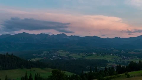 Tatra Scenic Skyline Evolution as Sun Sets - Timelapse Video Stock Footage 291714775
