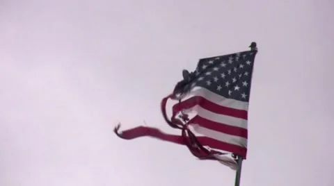 Tattered American Flag Stock Footage 7132410