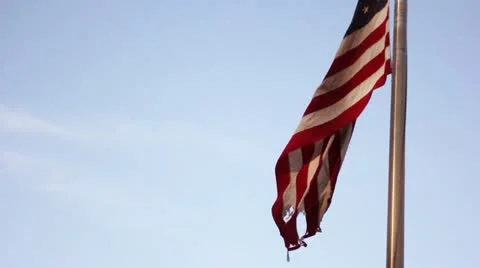 Tattered Flag in the Wind Video stock 22113633