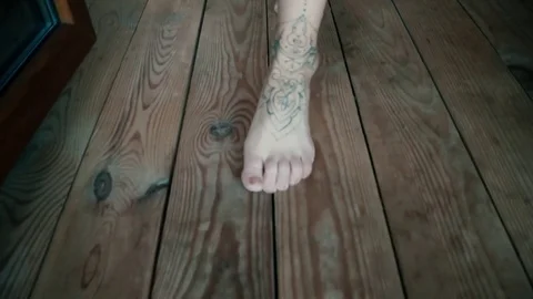 Tattoed Woman Chilling Stock Footage