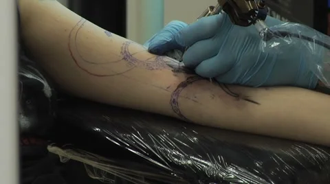 Tattoo Arm Stock Footage 5299223