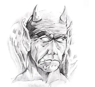 Tattoo art, sketch of a devil Illustrazione stock