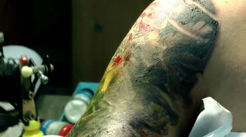Tattoo being applied Stock Footage 10574530