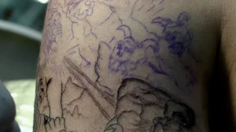 Tattoo being applied Stock Footage 10574708