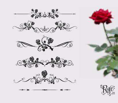 Tattoo black rose set Illustrazione stock