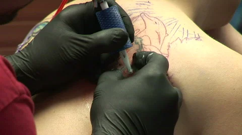 Tattoo coloring up close Stock Footage 120995