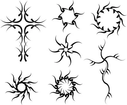 Tattoo cross sun Stock Illustration