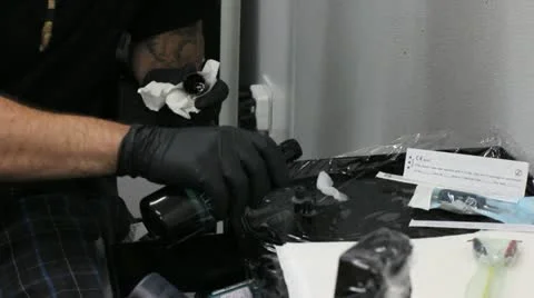 Tattoo Cups filled with ink Stock Footage 12283450