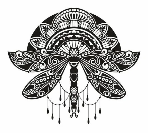 Tattoo dragonfly. Vector illustration Stock Illustration