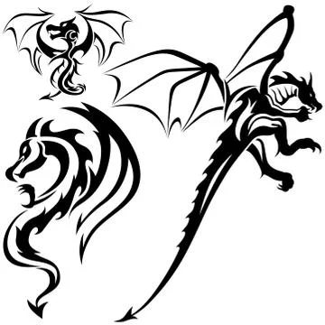 Tattoo Dragons Stock Illustration