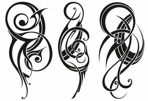Tattoo element set. Vector illustration Stock Illustration