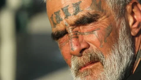 Tattoo Face Man Stock Footage 11364727