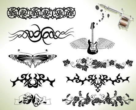 Tattoo flash design elements Stockillustratie