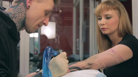 Tattoo on a hand Stock Footage 54659969