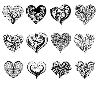 Tattoo hearts. Stock Illustration