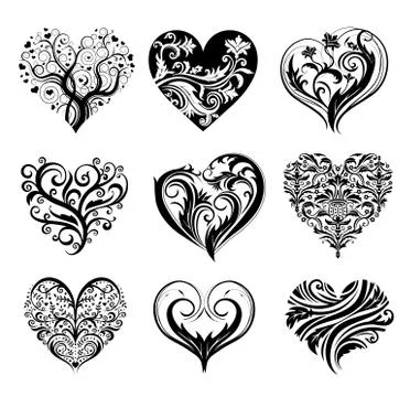 Tattoo hearts. Stock Illustration