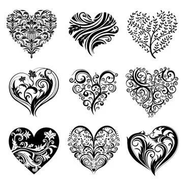 Tattoo hearts. Stock Illustration