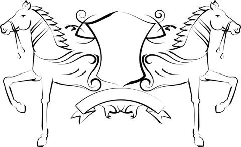 Tattoo horse with shield Stock Illustration