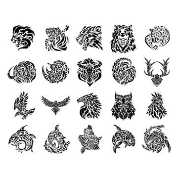 Tattoo Icon Set Stock Illustration