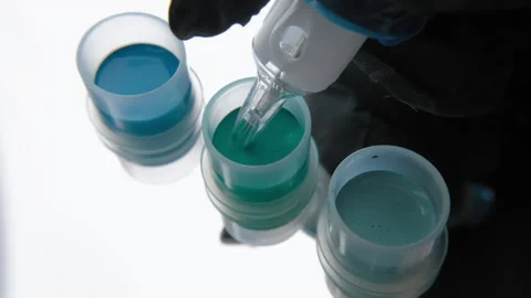 Tattoo ink in small jars Stock Footage 195961663