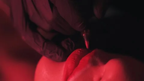 Tattoo machine and lips Stock Footage 130864692
