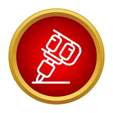 Tattoo machine creating body art line icon button 库存插图
