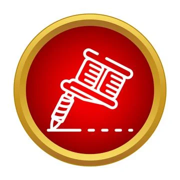 Tattoo machine drawing line icon in red circle Stock Illustration