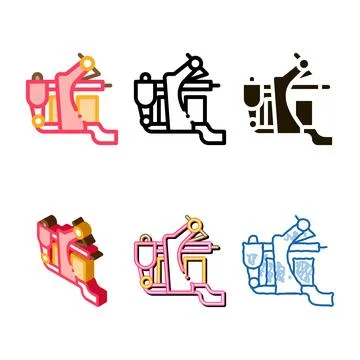Tattoo machine icon vector outline types Illustrazione stock