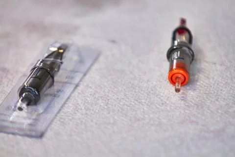 Tattoo machine needle package Stock Photos