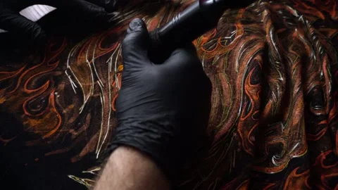 Tattoo machine painting Video stock 327391322