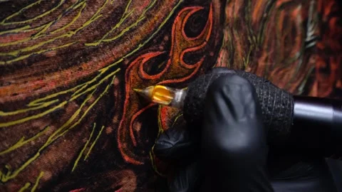 Tattoo machine painting Stock Footage 327391397