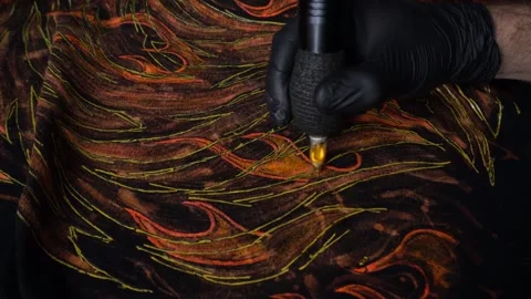 Tattoo machine painting Video stock 327391426