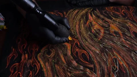 Tattoo machine painting Stock Footage 327391433