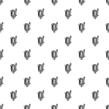 Tattoo machine seamless pattern black and white illustration Stock Illustration