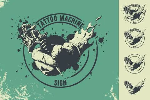 Tattoo machine sign Stock Illustration