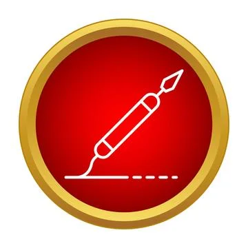 Tattoo machine stylus drawing line red icon Stock Illustration