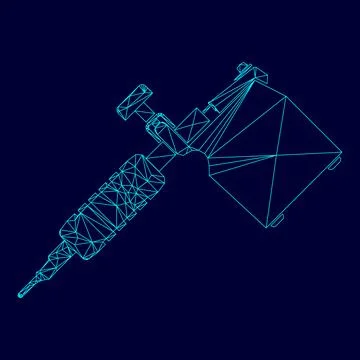 Tattoo machines in low poly triangulation triangulated polygonal electric c.. Stock Illustration