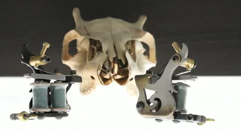Tattoo Machines Skull Stock Footage 12310123