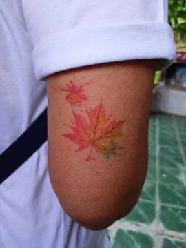 Tattoo, Maple leaf tattoo Stock Photos