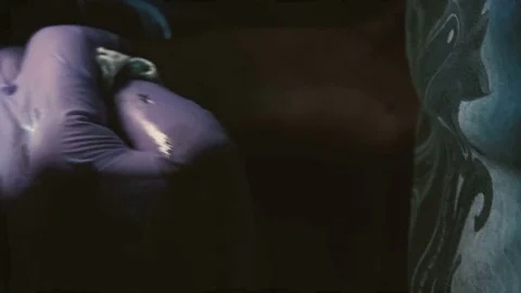 Tattoo master does tattoo close-up Stock Footage 73171656