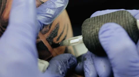 Tattoo Master Makes Tattoo On The Human Body 2 Stock Footage 61353422